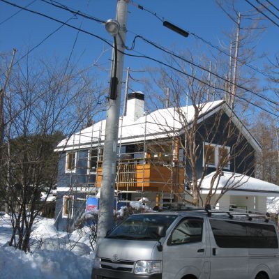 薪ストーブ　雪国工事